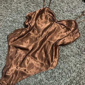 Laura Adams Vintage Silky Brown Bodysuit Size M
